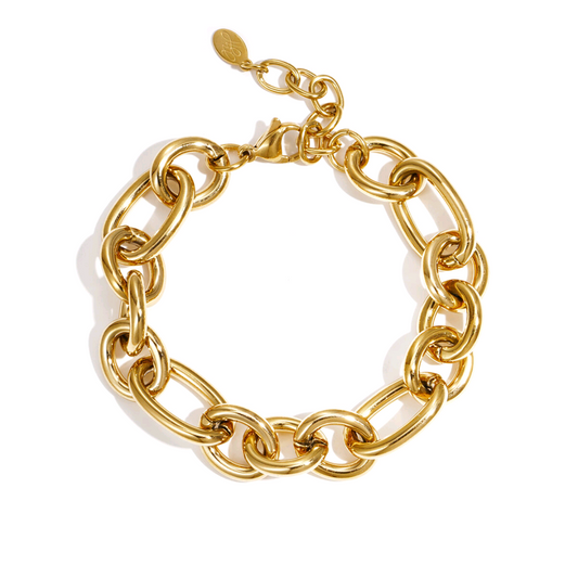 Gold-Tone Round Link Bracelet | Stainless Steel