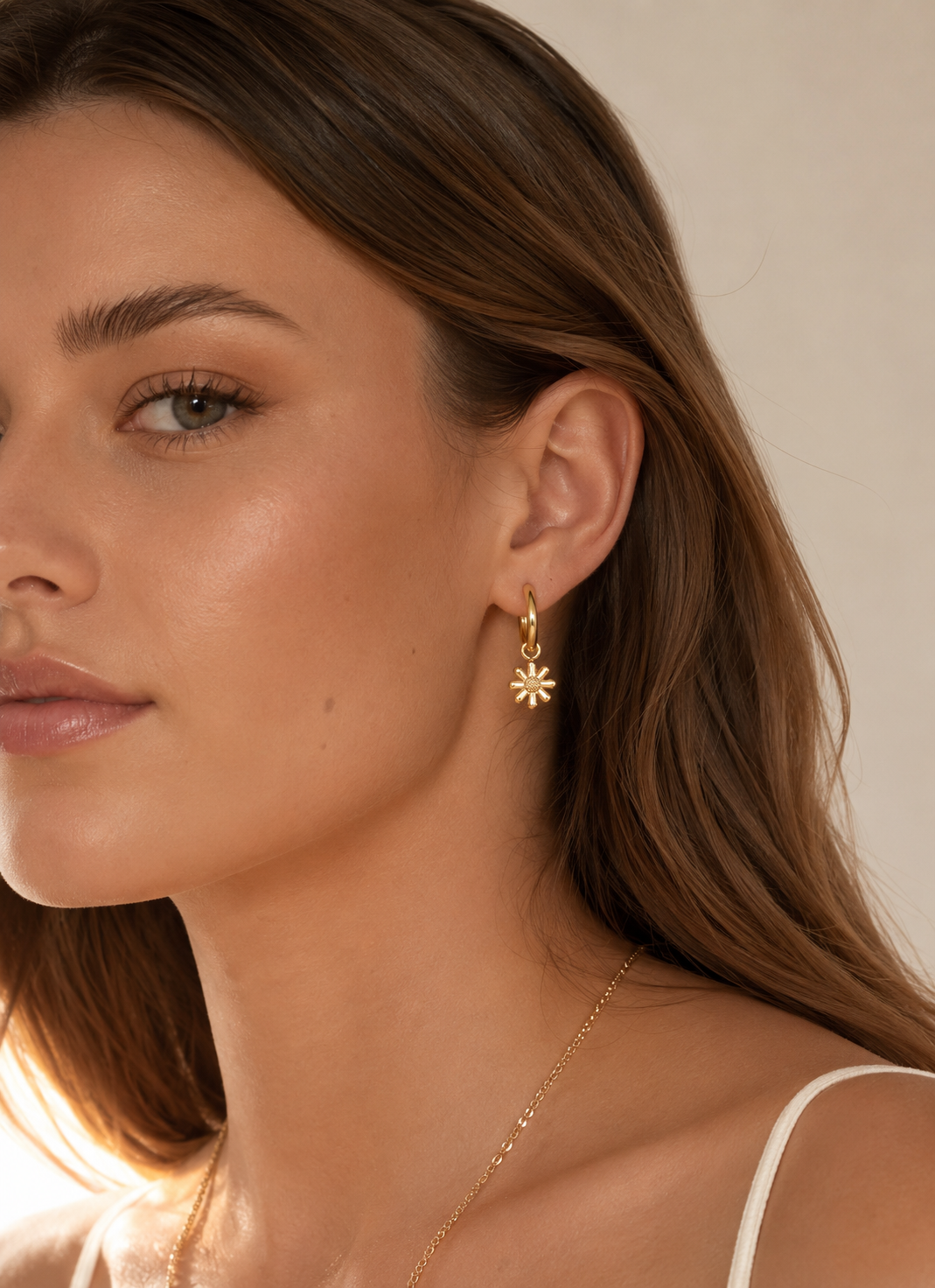 Golden Flower Hoops