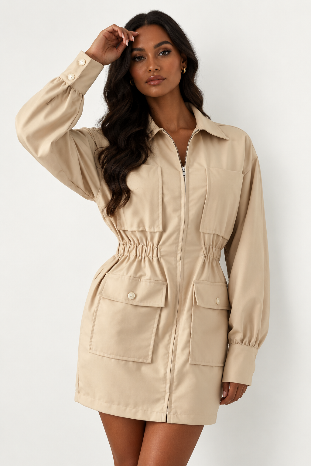 Pleated-Waist Dress