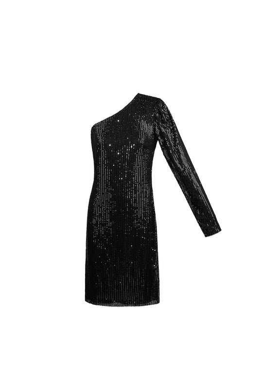Black One-Shoulder Sequin Mini Dress | Women's Party Dress | Lola's Shop