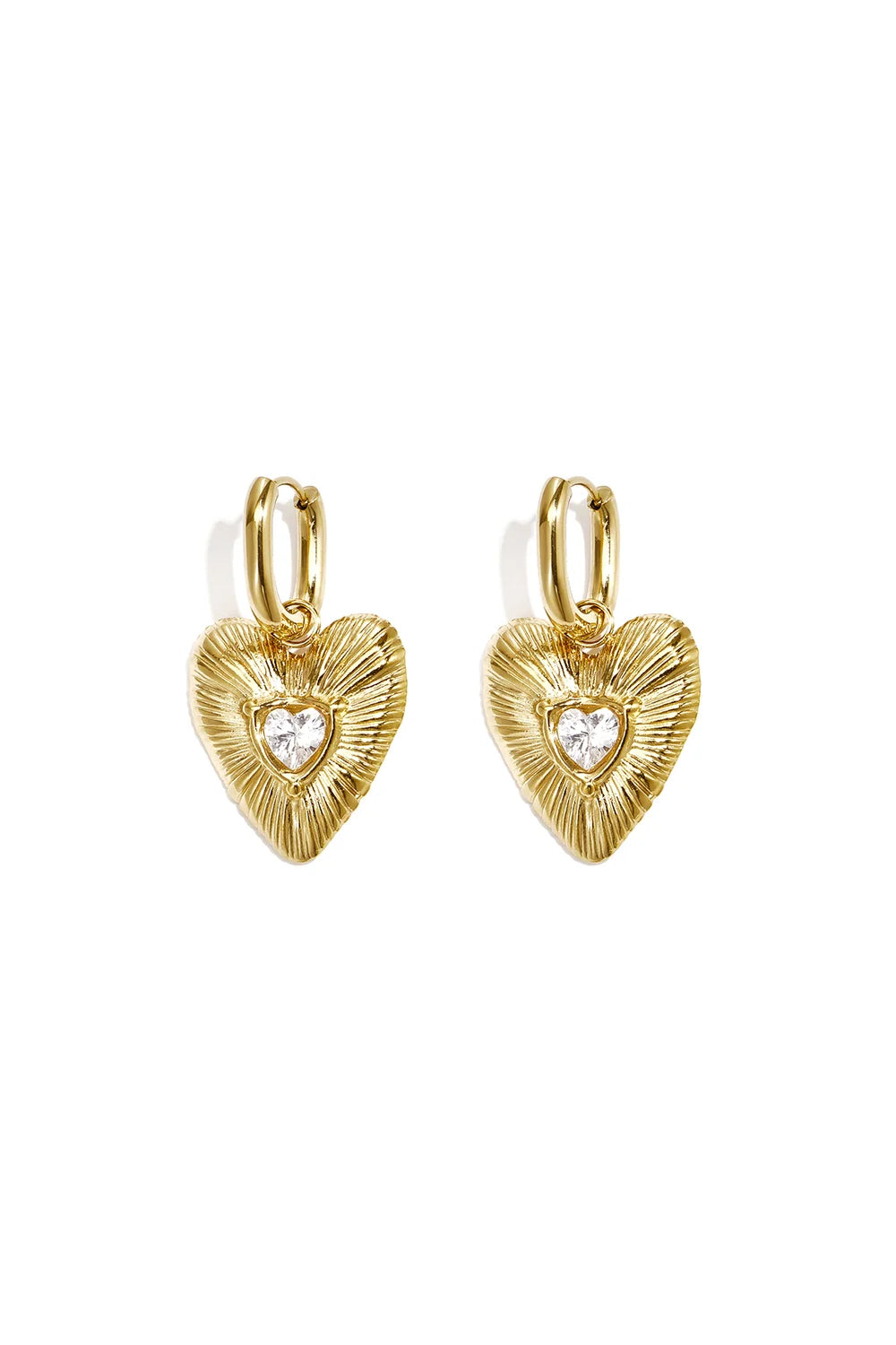14K Gold-Plated Stainless Steel Earrings with Hearts – Gold Color