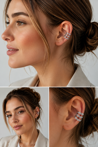 Trendy Earcuff met Dubbele Ketting