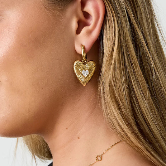 14K Vergulde RVS Oorbellen met Hartjes – Goudkleur