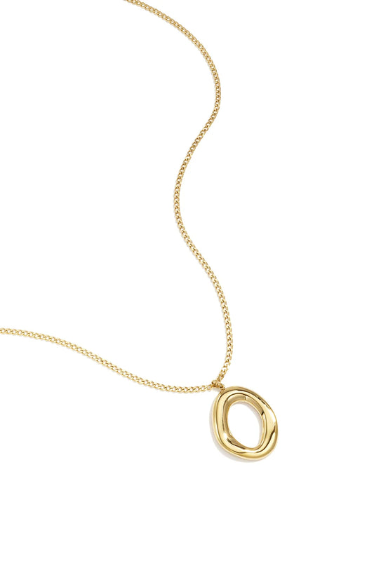 Necklace with Organic Oval-Shaped Pendant for Women