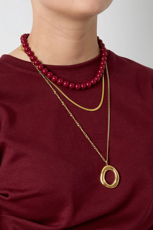Necklace with Organic Oval-Shaped Pendant for Women