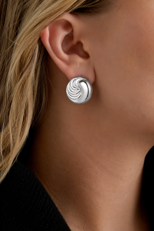 Twister Earrings, Silver